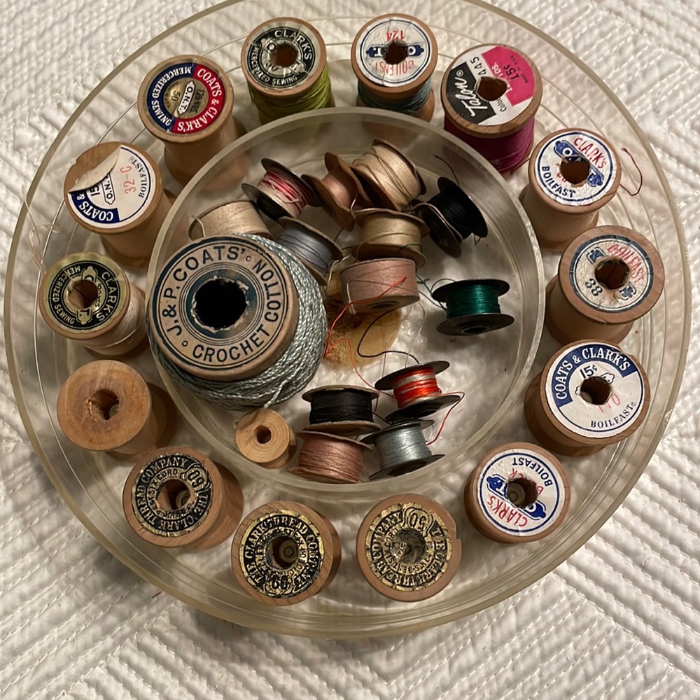 Vintage thread & bobbin container